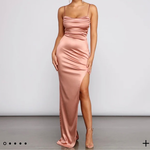 Windsor Dresses Lola High Slit Satin Dress Windsor Poshmark